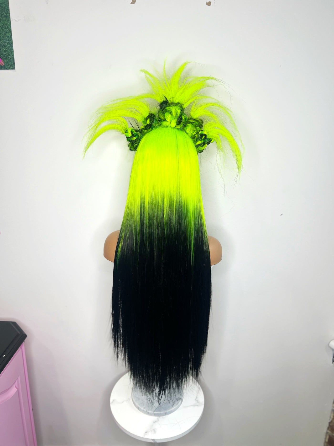Black & Neon Y2K Spiky Buns Synthetic Wig (Made to Order)