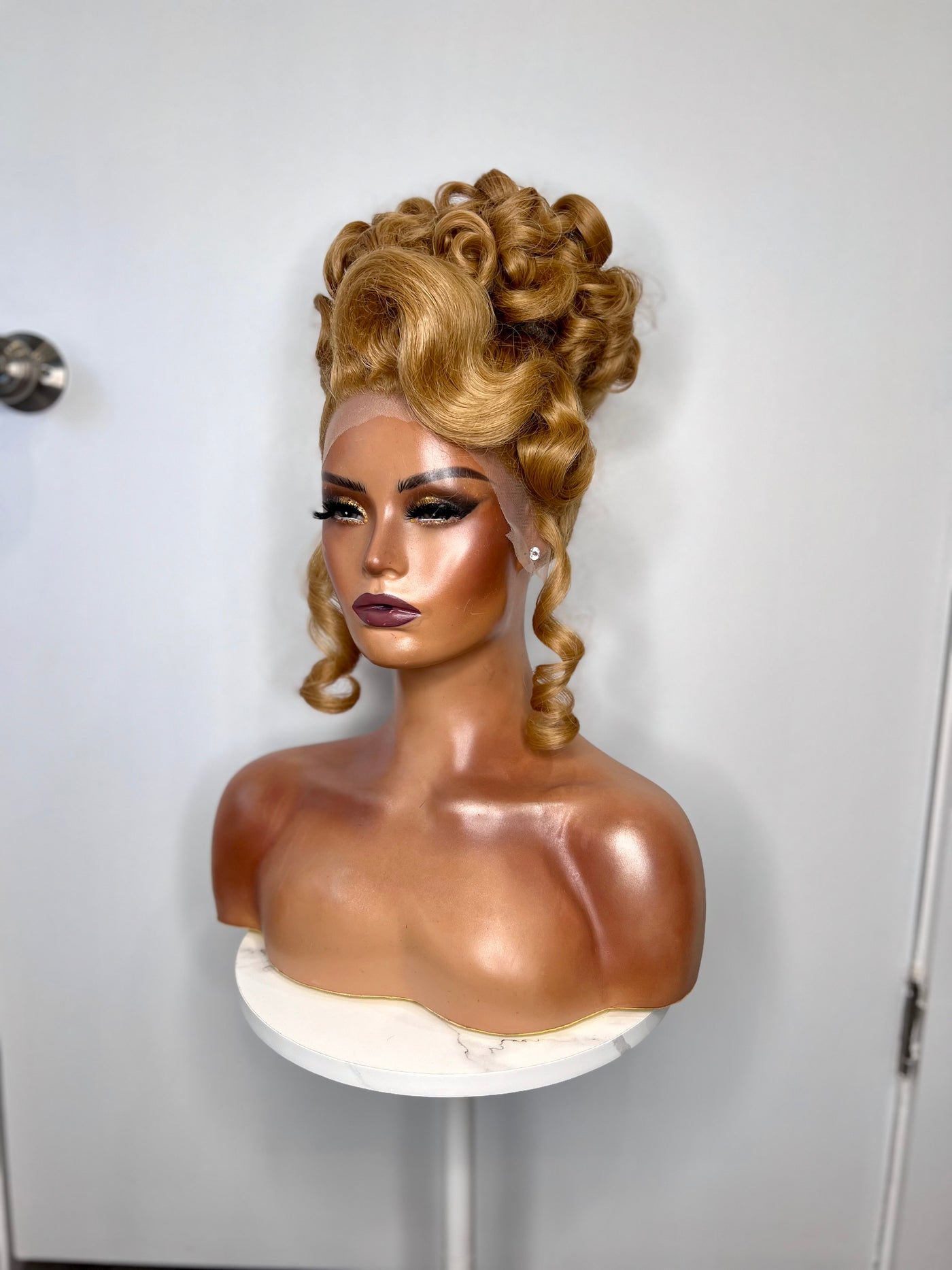 Dark Blonde Pageant Up Do Synthetic Wig (Made to Order)