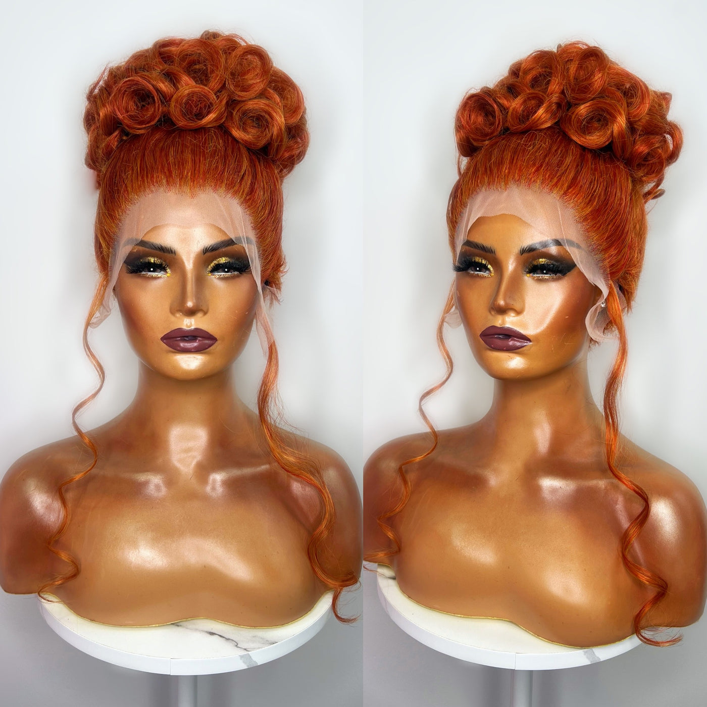 Bright Ginger Pageant Up Do Synthetic Wig (Made to Order)