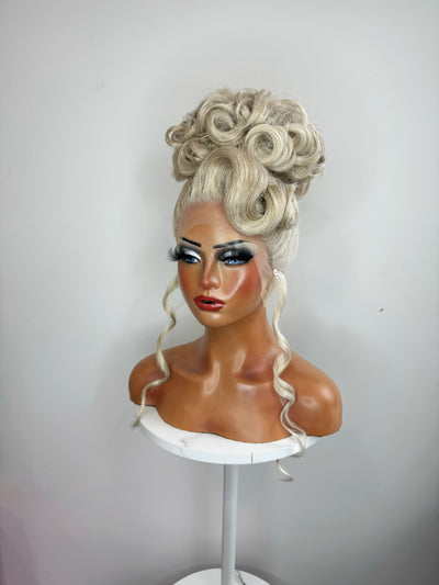 Ash Blonde Pageant Up Do Synthetic Wig (Made to Order)