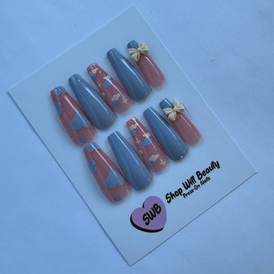 Kawaii Blue Coffin Press On Nails