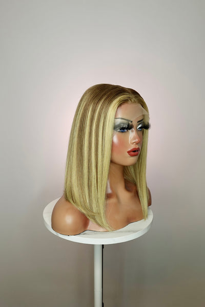 Blonde Highlights Bob Human Hair HD Lace Front Wig