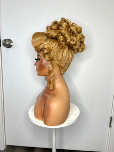 Dark Blonde Pageant Up Do Synthetic Wig (Made to Order)