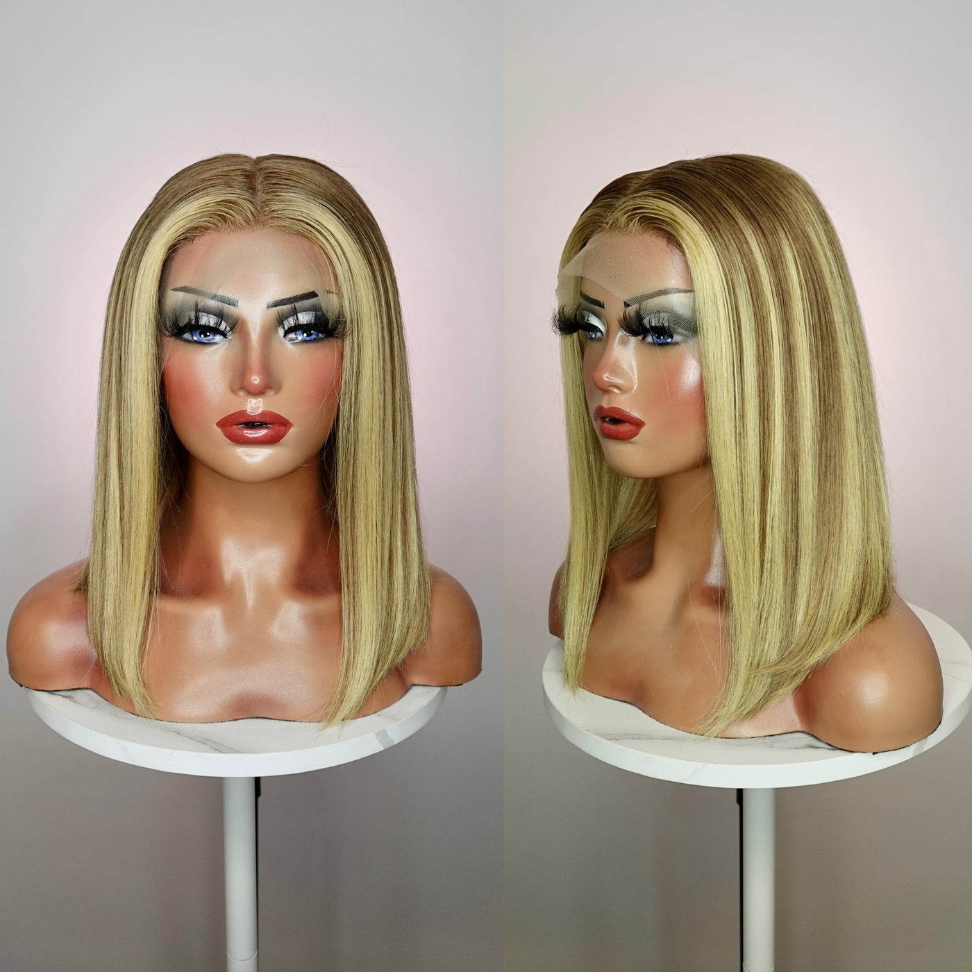 Blonde Highlights Bob Human Hair HD Lace Front Wig