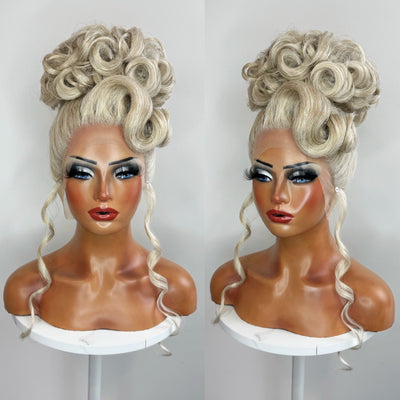 Ash Blonde Up Do Styled Synthetic Wig (Ready to Ship)