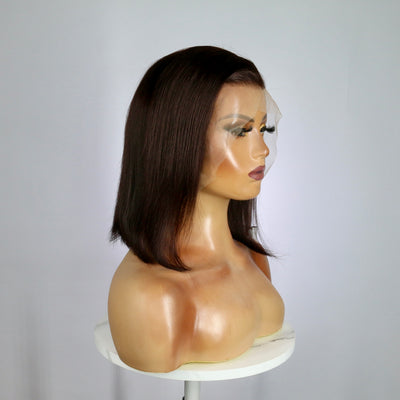 Dark Brown Human Hair Bob Wig (Ready to Ship)