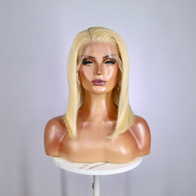 613 Platinum Blonde Human Hair Bob Wig (Ready to Ship)