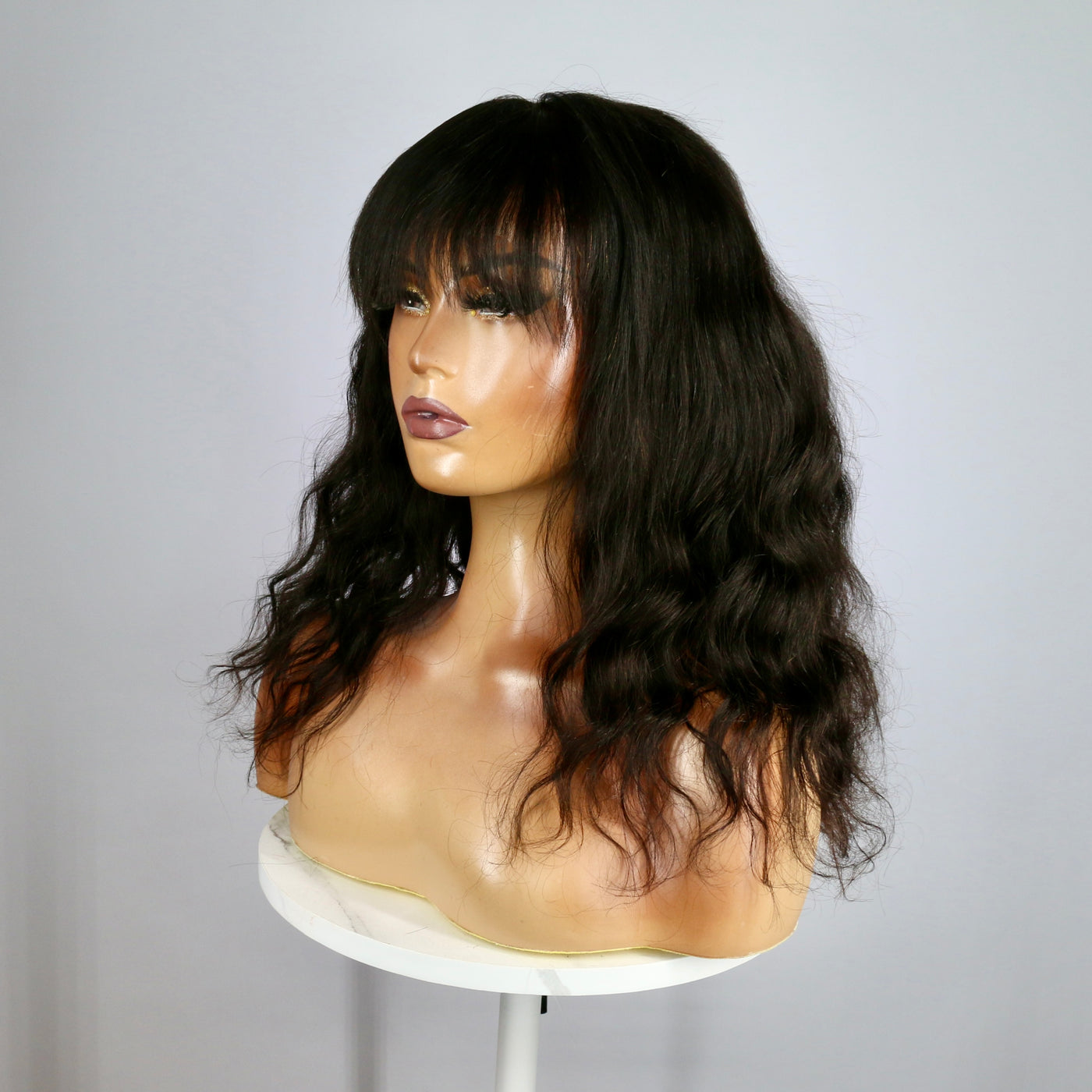 Black Bangs Human Hair Bob Wig (Ready to Ship)