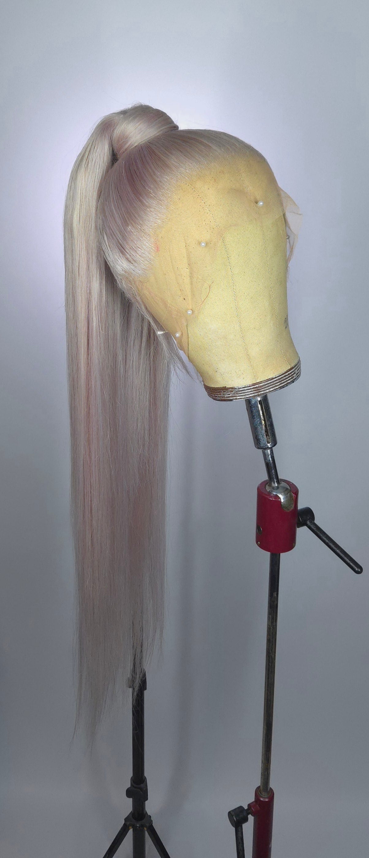 Ash Blonde Full Lace Ponytail Human Hair Wig