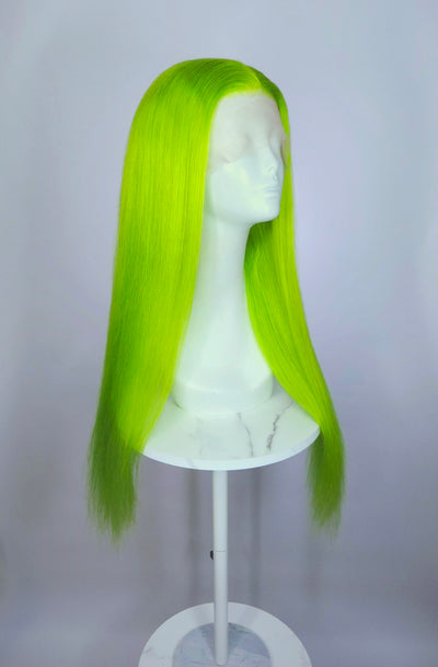 Fluorescent Green Human Hair HD Lace Front Wig