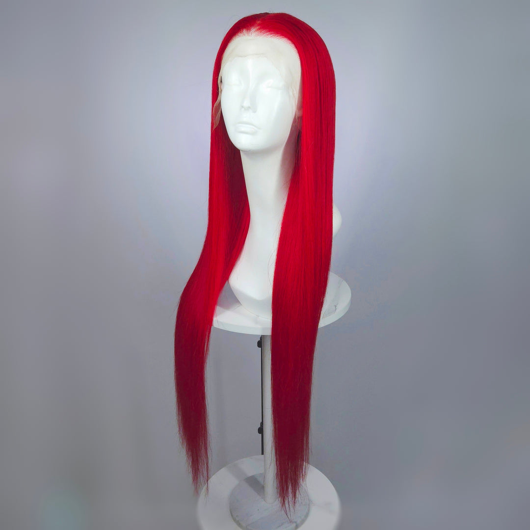 Wowfactor red lace buy front human lace wig