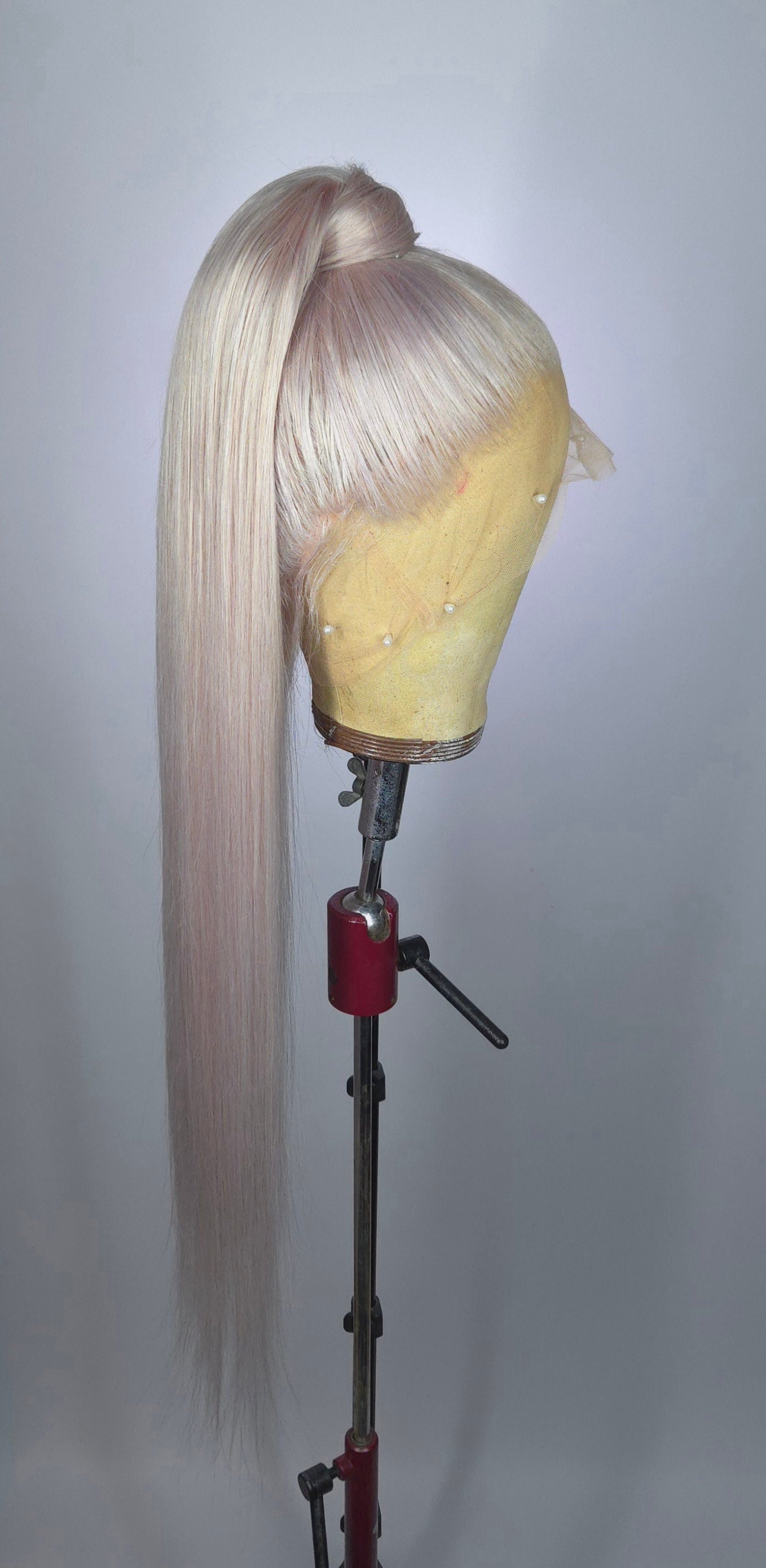 Ash Blonde Full Lace Ponytail Human Hair Wig