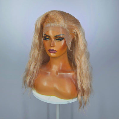 Soft Peach Crimped Synthetic Wig (Ready to Ship)