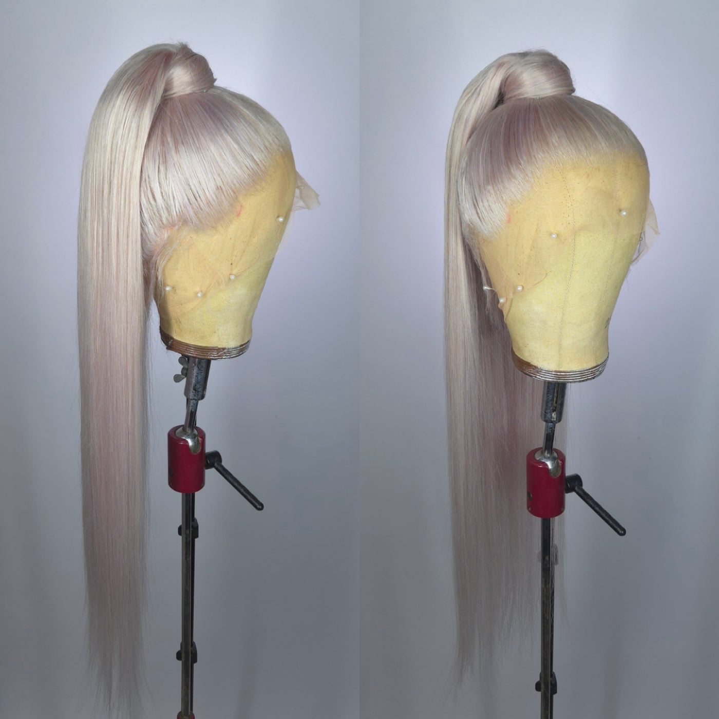 Ash Blonde Full Lace Ponytail Human Hair Wig